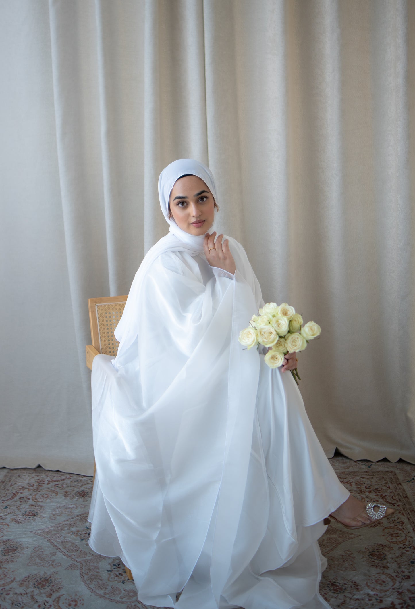 Ethereal Abaya in White Pearl