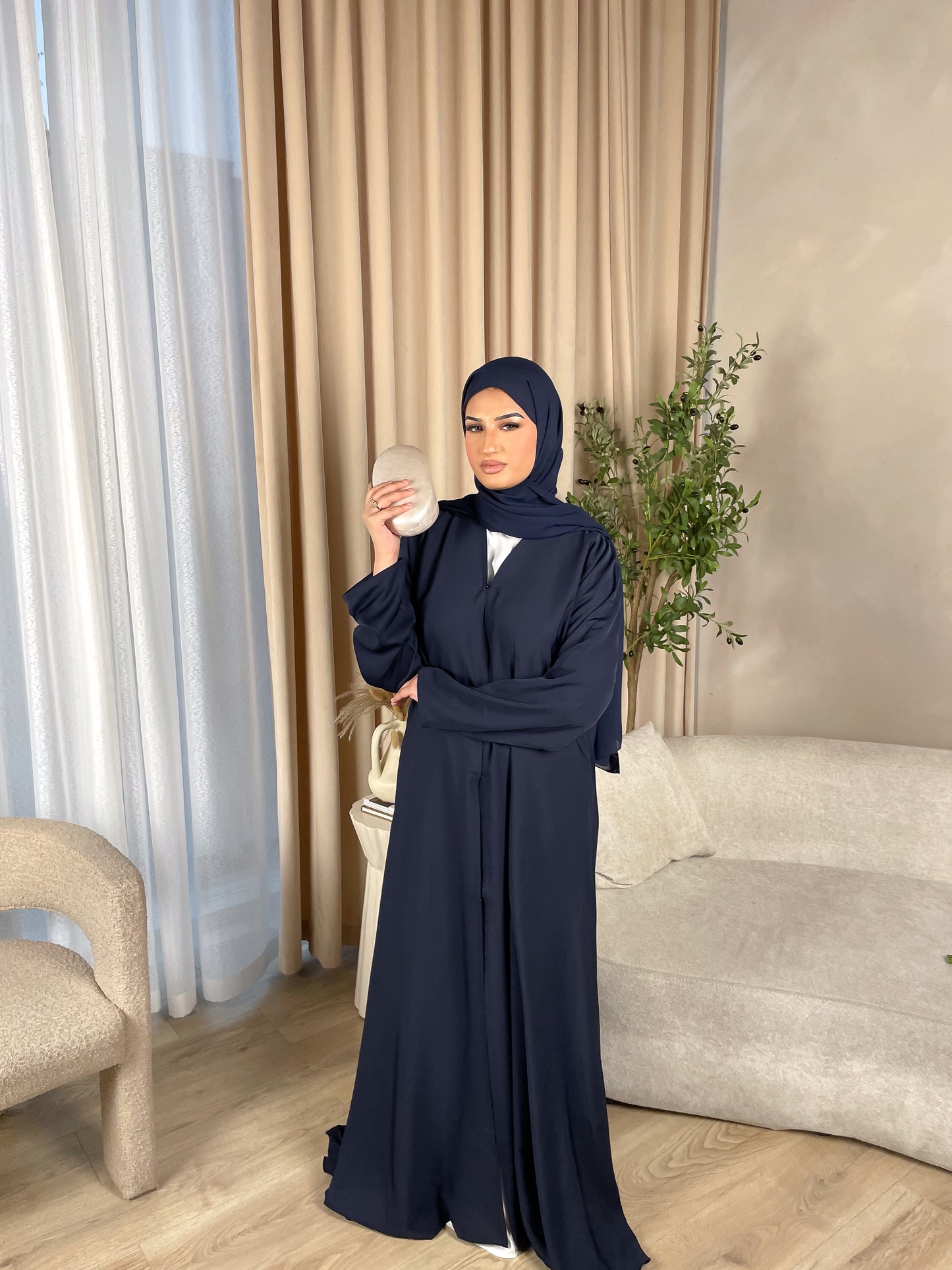 MIDNIGHT BLUE Flowy Open Abaya