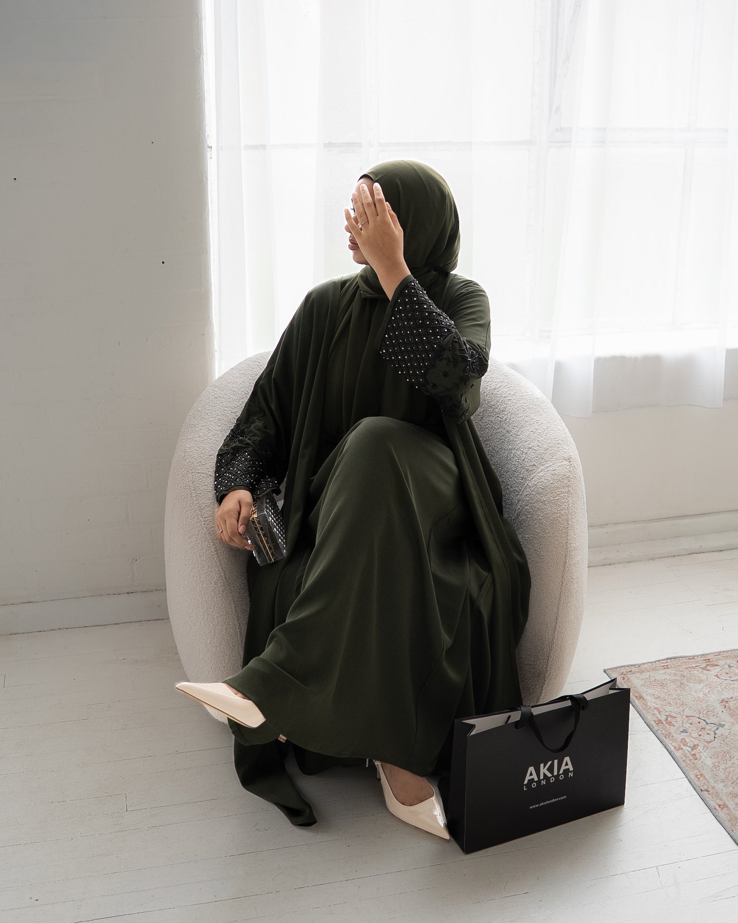 Olive Embellished Abaya