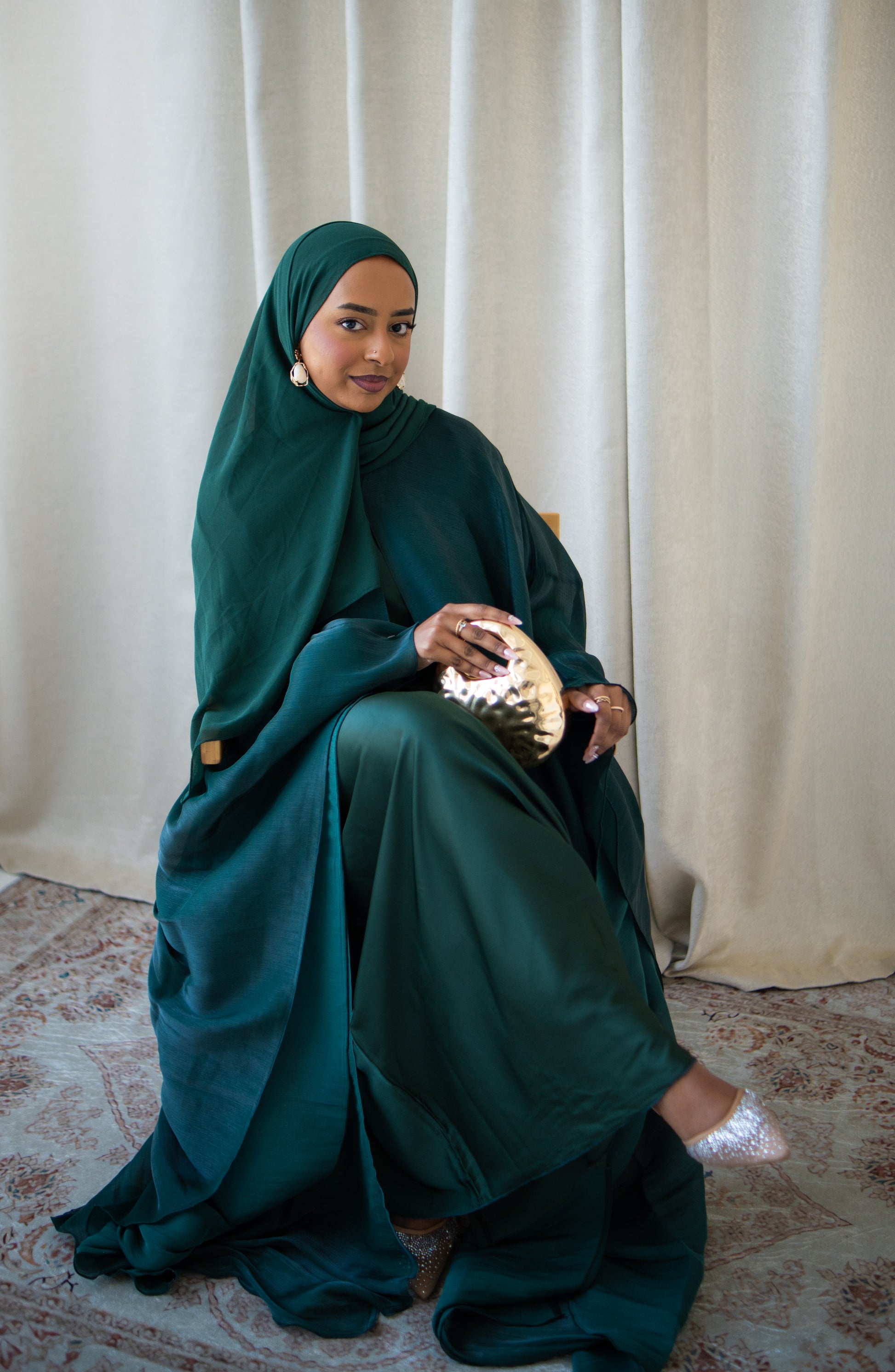 Ethereal Emerald Green Abaya AKIA London Ethereal Emerald Green Abaya AKIA London