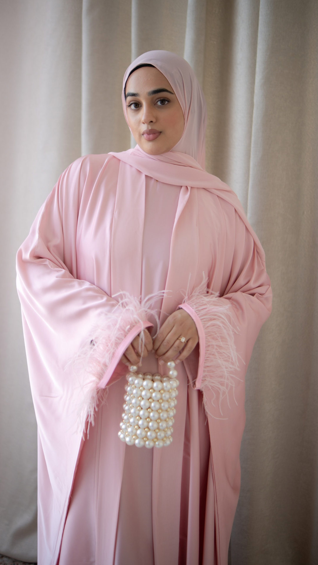 Sofia Abaya in Soft Blush Pink